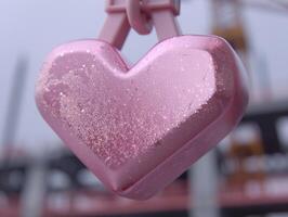 Sparkling pink heart shaped ornament photo