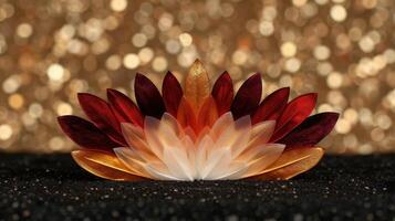 Vibrant lotus flower in a glowing golden background photo