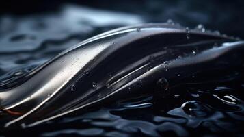 Close up of a wet metallic surface with water droplets photo