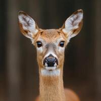 Close up portrait of a curious deer photo