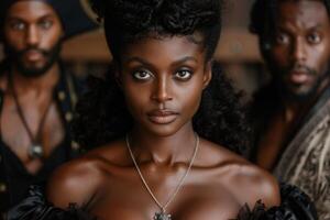 Captivating portrait of a young woman with striking features photo