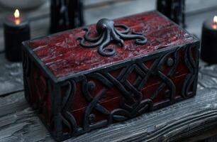 Mysterious occult box with octopus design photo