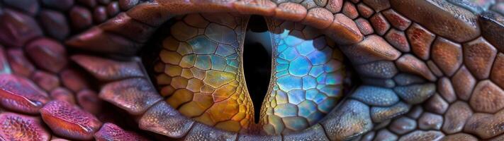 Vibrant reptile eye close up photo