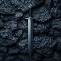 dark sword in the rock photo