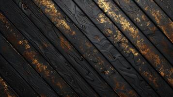 Rustic black and gold wood texture background photo