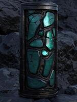 Glowing emerald crystal formation photo
