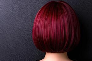 Vibrant red hair bob hairstyle photo