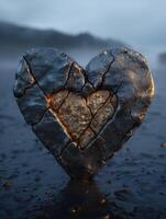 Broken heart symbol on beach photo