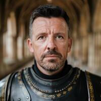 Rugged man with beard and serious expression photo