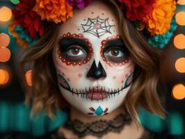 Day of the dead makeup portrait photo
