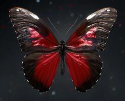 Vibrant red and black butterfly with intricate wing patterns photo