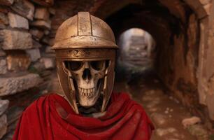 Mysterious Warrior Skull in Ruins photo