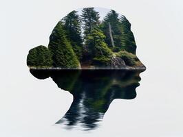 tranquil forest reflection in lake photo