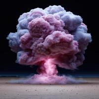 Dramatic explosion of colorful smoke in the desert photo