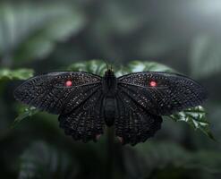 Stunning black butterfly with intricate wing patterns photo
