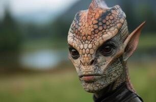 close up portrait of a reptilian creature photo