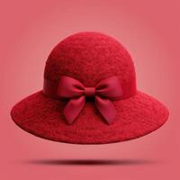 Elegant red felt hat with bow photo