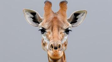 close up portrait of a giraffe photo