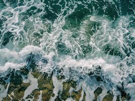 Crashing ocean waves with white foam photo