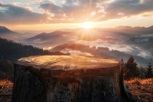 Stunning mountain landscape at sunset photo