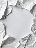 Crumpled white paper background with copy space photo