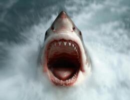Menacing shark with open jaws photo