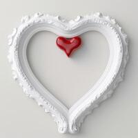 Decorative heart shaped frame with red heart photo
