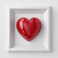 red heart in white frame photo