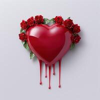Bleeding heart with red roses photo