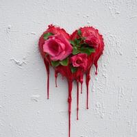 Dripping heart shaped roses photo