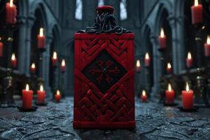 Mysterious occult ritual box with candles photo
