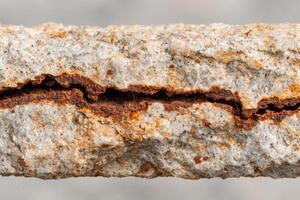 close up of a cracked and weathered concrete surface photo
