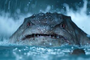 Fierce predator underwater in a rainstorm photo