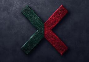 Contrasting geometric shapes in red and green photo