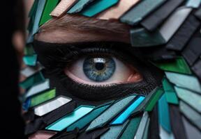Surreal eye close up with abstract geometric shapes photo