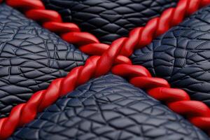 abstract leather texture with red straps photo