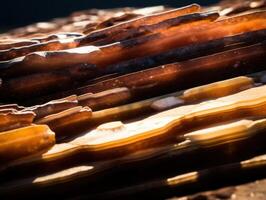 Close up of Amber colored Mineral Crystals photo