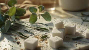 Herbal tea ingredients with marshmallows photo