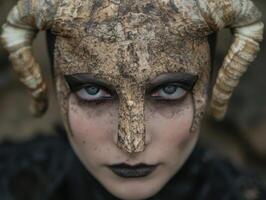 Mysterious warrior with intense gaze photo