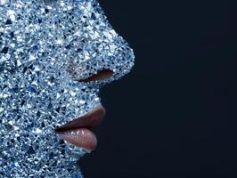 Sparkling crystal texture with hand photo