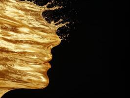 golden liquid splash on black background photo