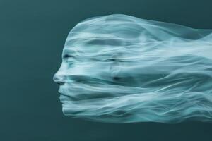 Flowing abstract shapes in shades of teal photo