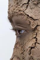Close up of a camouflaged insect on a textured tree bark surface photo