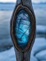 Captivating crystal like structure in driftwood photo