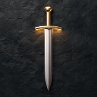 golden sword on dark background photo