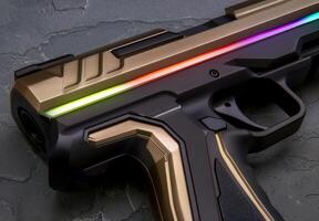 Futuristic gaming controller with colorful lighting photo