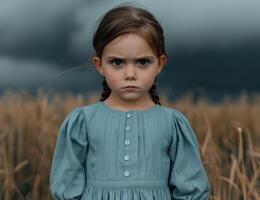young girl with braids in field photo