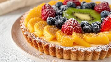 Delicious Fruit Tart with Assorted Berries and Citrus photo