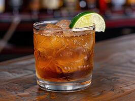 Refreshing cocktail with lime garnish photo