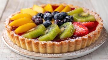 Delicious fruit tart with assorted fresh fruit photo